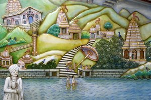 Kunstwerk, das das Leben von Jalarambapa darstellt, Leicester, Vereinigtes Königreich von Unbekannt