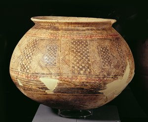 Krug mit geometrischer Dekoration im Halaf-Stil, ca. 4500 v. Chr.