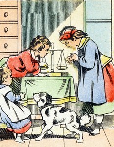 Spiel: Die kleine Händlerin - Alphabet - Kinderunterhaltungen - Bild von Epinal, populäre Serie, um 1890 von Unbekannt