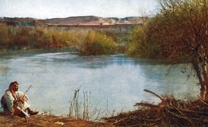 Jordanfluss - Arabischer Jäger am Flussufer sitzend von Unbekannter Künstler