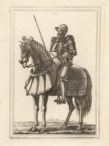 König Edward III. als bewaffneter Ritter auf einem Pferd dargestellt von Unbekannt