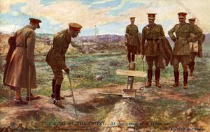 König Georg V. besucht das Grab eines Soldaten von Unbekannter Künstler