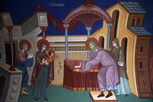 Kykkos-Kloster, Zypern. Fresko darstellend die Darstellung Jesu im Tempel, Pedoulas, Zypern von Unbekannt