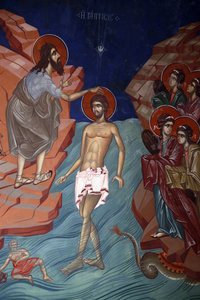 Kykkos-Kloster, Zypern. Jesu Taufe, Fresko, 20150510, Pedoulas, Zypern von Unbekannt