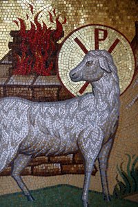 Kykkos-Kloster, Zypern. Lamm Gottes Mosaik, Pedoulas, Zypern