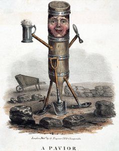 Der Pflasterer, Figur gebaut mit den Werkzeugen seines Handwerks, ca. 1810-1860 von Unbekannt
