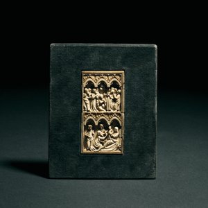 Linker Flügel eines Diptychons mit der Himmelfahrt und der Anbetung der Heiligen Drei Könige von Unbekannt