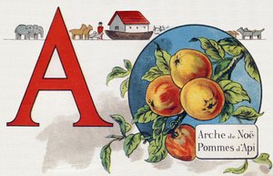 Buchstabe A: Arche Noah, Apy Apfel (Illustration aus „ABC L