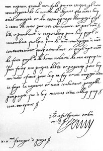 Brief von König Heinrich IV. von Frankreich an Heinrich, Prinz von Wales, in dem er sich für ein Geschenk eines Rudels Hunde für seinen Sohn, den Dauphin, bedankt, der zu jung ist, um persönlich zu schreiben, geschrieben in Paris von Unbekannt