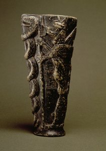 Libationsbecher von Prinz Gudea, gewidmet seinem persönlichen Gott Ningishzida, aus Telloh, antikes Girsu, ca. 2150 v. Chr.