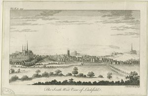 Lichfield - Südwestansicht: Radierung, nd [ca. 1764] von Unbekannt
