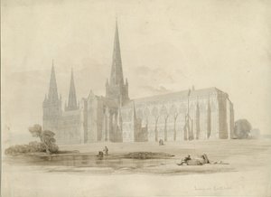 Lichfield Cathedral - Südostansicht: Zeichnung und Waschung, undatiert [?19. Jahrhundert] von Unbekannt