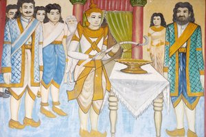 Leben des Buddha: Prinz Siddhartha Gautama wurde ein Meister im Schwertkampf, Ringen und Bogenschießen, Siem Reap, Kambodscha