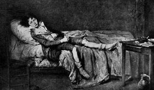 Ludwig XVII. (1785-1795) in seiner Zelle im Gefängnis des Tempels, wo er seit dem 13. August eingesperrt war