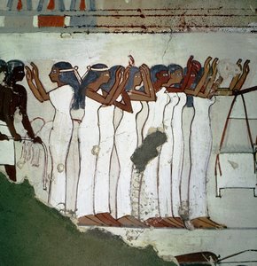 Luxor Theben: Nekropole der Adligen, Gruppe von Trauernden (18. Dynastie) von Leopold Blonder