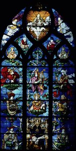 Madonna mit Kind und Engeln und Porträts, die das Patronat eines lokalen bischöflichen Patrons widerspiegeln, ca. 13. Jahrhundert