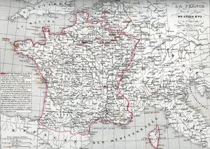 Karte von Frankreich unter der Herrschaft von König Ludwig XVI. von 1774 bis 1793 (aus Atlas Universel von Houze)