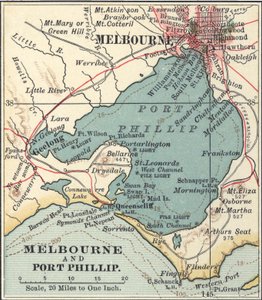 Karte von Melbourne, ca. 1900 (Kupferstich) von Unbekannter Künstler