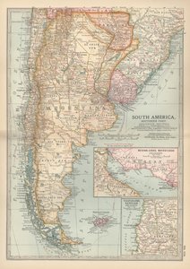 Karte des südlichen Teils von Südamerika, um 1900 (Gravur)