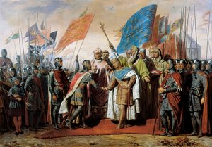 Treffen zwischen Philipp II., König von Frankreich, und Heinrich II., König von England, in Gisors am 21. Januar 1188 von Unbekannt