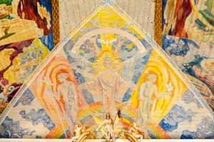 Moderne Kunst: Farbige Deckenmalerei von Lou Mohr; 