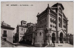 Monaco: Außenansicht der Kathedrale Notre Dame Immaculee - Postkarte Ende 19. Anfang 20. Jahrhundert von William M. Timlin