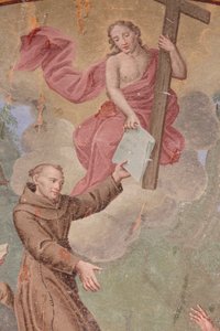 Kloster von Saorge 18. Jahrhundert Fresko, das das Leben des Heiligen Franziskus von Assisi darstellt, Saorge, Frankreich von Unbekannt