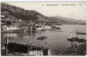 Monte Carlo (Monte-Carlo): Blick auf die Stadt von Monaco aus - Postkarte Ende 19. bis Anfang 20. Jahrhundert
