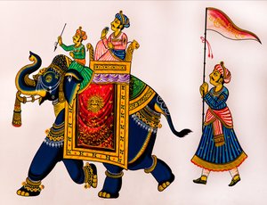 Wandmalerei in der Altstadt, Udaipur, Rajasthan, Indien von Unbekannter Künstler