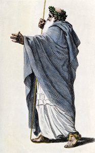 Mythen und Legenden: Charakter der König-Arthur-Legende. Merlin der Zauberer (Farbstich des 19. Jahrhunderts)