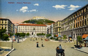 Neapel Piazza Municipio, Anfang des 20. Jahrhunderts (Postkarte)