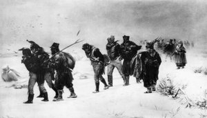 Napoleonischer Krieg von 1812, Rückzug der französischen Armee im Jahr 1812, nach einem Gemälde von Pryanishnakov von Unbekannt