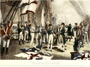 Napoleonische Kriege: Admiral Horatio Nelsons letztes Signal in der Schlacht von Trafalgar von Unbekannter Künstler
