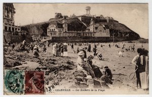 Normandie, Manche (50), Granville: die Felsen des Strandes - Postkarte von 1926 von William M. Timlin