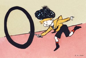 O wie cerceau en forme de O - Kinderalphabet. C. M. Verleger, Paris. Handbemalte Postkarten, abgestempelt 1904 von Unbekannt