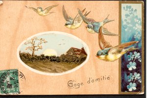 Alte Postkarte Freundschaftsversprechen Vogel von Unbekannt