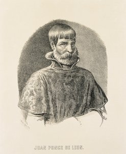 PONCE DE LEON, Juan (1460-1521). Spanischer Eroberer von Puerto Rico (1508) und Entdecker von Florida (1502) (Gravur)