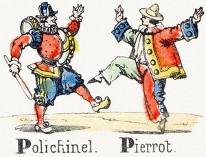 P - Polichinelle Pierrot - Kinderunterhaltungsalphabet ca. 1890 (Lithographie) von Unbekannt