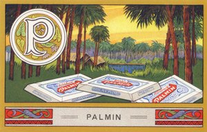 P: Palmin - Alphabet Palmin. Serie von Chromolithographien herausgegeben von H. Schlinck & Cie, Hamburg. Werbung für Palmin feinstes Kokosfett. von William M. Timlin