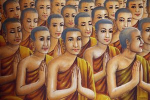 Gemälde, das Mönche darstellt (Buddha zuhören) Udong, Kambodscha von Unbekannt