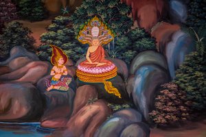 Dorfszenen mit Buddha in Thailand, Wat Bang Riang, Thub Pat, Phang Nga, Thailand von Unbekannter Künstler