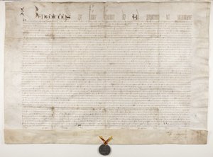 Päpstliche Bulle zur Bestätigung der Charta von Bischof Henry Wardlaw, recto von Unbekannt