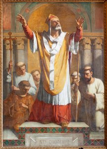 Pfarrkirche Sint-Dionysius van Lede. Innenansicht. Südschiff. Der Altar. Heiliger Dionysius. Signiert und datiert 1854 ThEodore-Joseph Canneel.