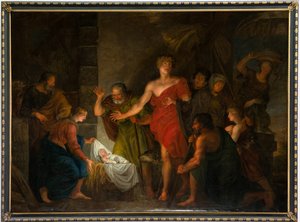 Pfarrkirche (Parochiekerk Sint-Salvator). Innenansicht. Gemälde. von Unbekannter Künstler
