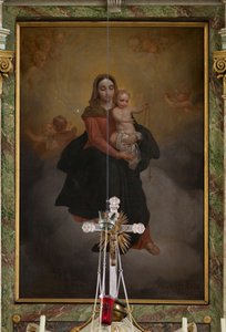 Sint-Machutuskerk Wannegem. Innenansicht. Der Hochaltar. Signiert Van Lanselaere 1844. von Unbekannter Künstler