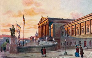 Parlamentsgebäude Wien, Ende des 19./20. Jahrhunderts (Postkarte) von Unbekannter Künstler