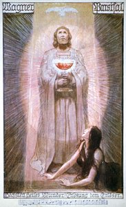 Parsifal mit Gral, Kundry stirbt