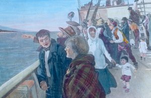 Passagiere auf dem Deck eines Dampfschiffs von Unbekannter Künstler