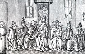 Peter der Einsiedler, Papst Urban II. und Simeon Patriarch von Jerusalem von Unbekannt