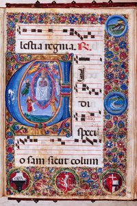 Piccolomini-Bibliothek: Chorbuch, cod. 15.Q., ff. 64r mit „Mariä Himmelfahrt“ von Unbekannter Künstler